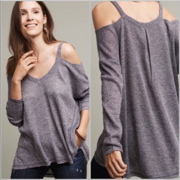 Anthro Deletta Millipa Cold Shoulder Sweater Navy - Picture 1 of 11